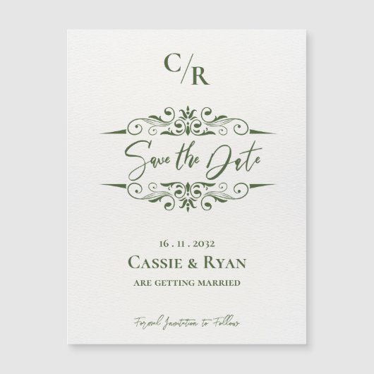 Carte Magnétique Monogramme Conception complexe Mariage Enregistrer (Devant)