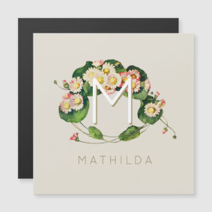 Carte Magnétique Monogramme de couronne Art nouveau pour personnali