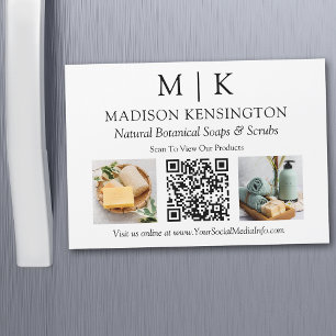 Carte Magnétique Monogramme ou ajouter un logo Photo Business QR Co