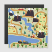 Carte Magnétique Montagnes, rivières, forêt, motif automobile. (Devant / Derrière)