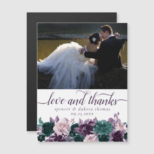 Carte Magnétique Moody Boho | Ajouter un aimant de Merci photo Turq (Devant / Derrière)