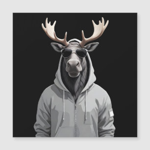 Carte Magnétique Moose Portant Sweat - shirt à capuche Drôle Cool a