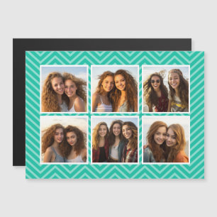 Carte Magnétique Motif Chevron Mint avec Collage Photo 6 Tendance