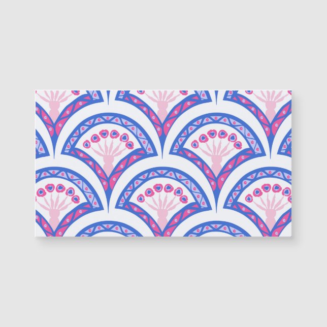 Carte Magnétique motif damassé floral bleu (Devant)