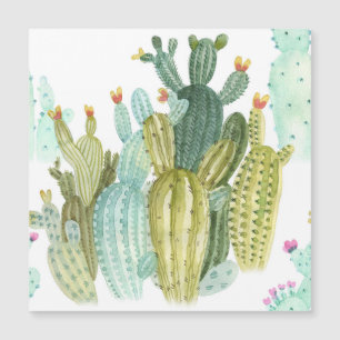 Carte Magnétique Motif d'aquarelle vintage Cactus Blooming