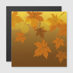 Carte Magnétique Motif d'automne avec feuilles d'érable en chute et
