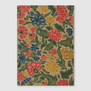 Carte Magnétique Motif de broderie florale au crewel vintage