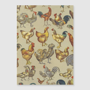 Carte Magnétique Motif de coq poulet vintage : Art de ferme