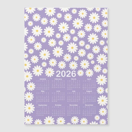 Carte Magnétique motif de fleur marguerite 2026 (Devant)