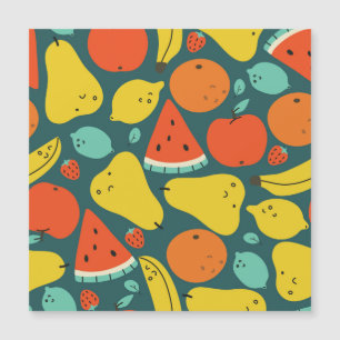 Carte Magnétique Motif de fruits tropicaux tiré à la main