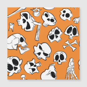 Carte Magnétique Motif de gribouillis de crânes d'Halloween