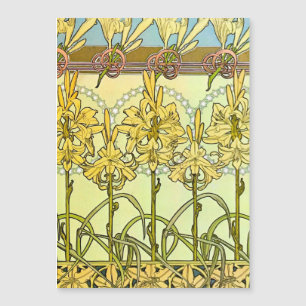 Carte Magnétique Motif de lys Art nouveau d'Alphonse Mucha vintage