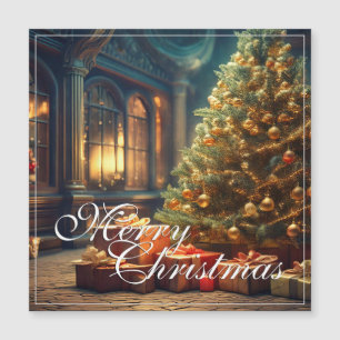 Carte Magnétique Motif de Noël avec des cadeaux sous l'arbre de Noë