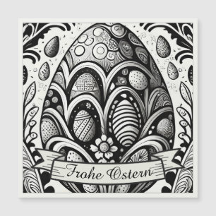 Carte Magnétique Motif de Pâques dessin animé monochrome avec œufs 