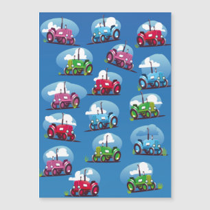 Carte Magnétique Motif de tracteur (fond bleu)