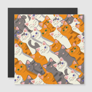 Carte Magnétique Motif en diagonale du chat noir blanc gingembre
