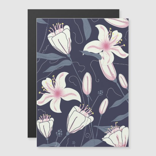 Carte Magnétique motif Fleurs vintages (Devant / Derrière)