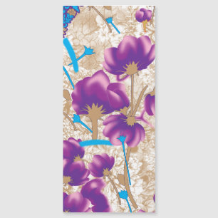 Carte Magnétique Motif floral vif avec violet et bleu f