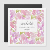 Carte Magnétique Motif Fuchsia rose violet d'aquarelle (Devant / Derrière)
