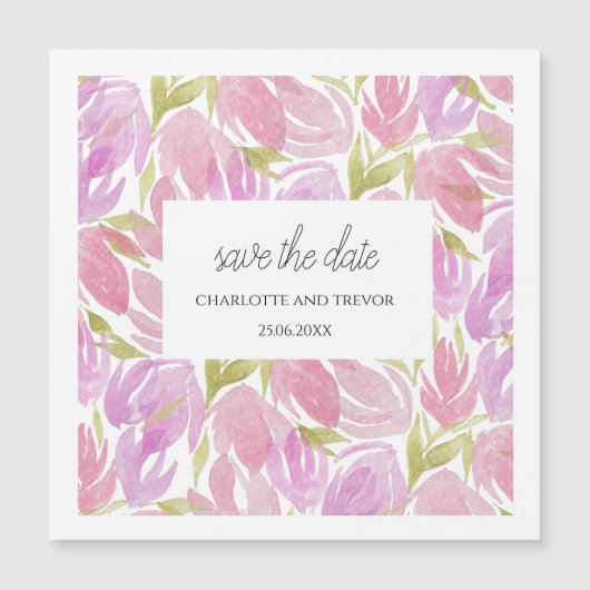 Carte Magnétique Motif Fuchsia rose violet d'aquarelle (Devant)