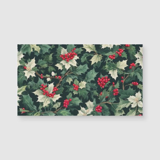 Carte Magnétique Motif Holiday Holly (Devant)