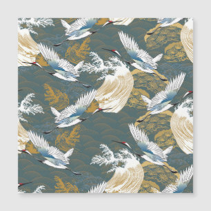 Carte Magnétique Motif japonais Vintage Crane Birds