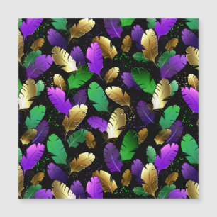 Carte Magnétique Motif sans couture avec des plumes de Mardi Gras