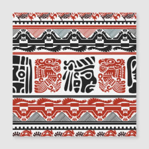 Carte Magnétique Motifs indiens, rouge noir, motif sans couture.