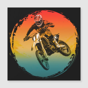 Carte Magnétique motocycliste de moto cross vintage moto