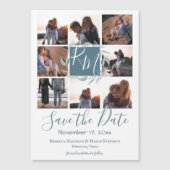 Carte Magnétique Multi Photo Botanical Leave Monogramme Enregistrer (Devant)