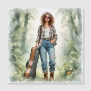 Carte Magnétique Musicienne nomade dans la forêt enchantée