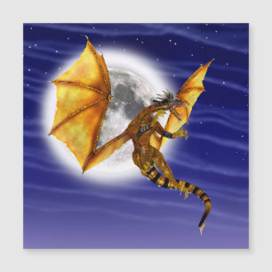 Carte Magnétique Mythe fantastique de dragon doré ciel violet
