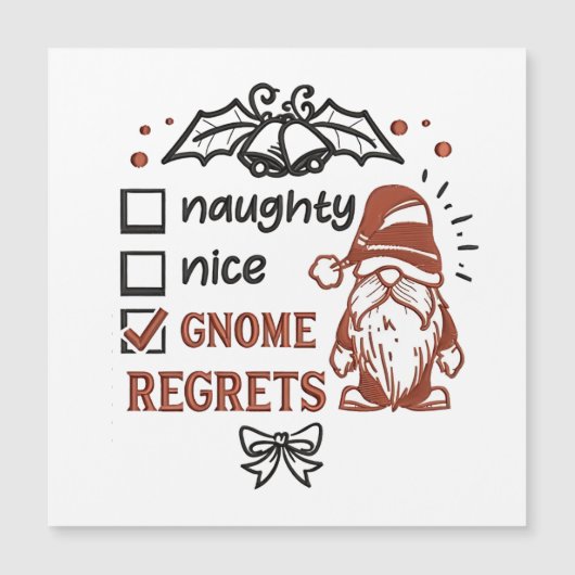 Carte Magnétique Nain mignon regrets gnomes drôle de Noël   (Devant)