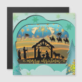 Carte Magnétique Nativité de Noël Bébé Jésus dans la scène Manger (Devant / Derrière)