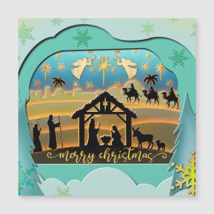 Carte Magnétique Nativité de Noël Bébé Jésus dans la scène Manger