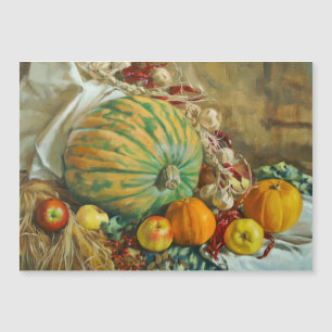 Carte Magnétique Nature morte de la récolte rustique avec citrouill