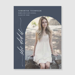 Carte Magnétique Navy Blue Elle L'A Fait Arch Photo Graduation Magn