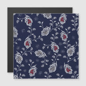 Carte Magnétique Navy Paisley : Design Motif élégant. (Devant / Derrière)