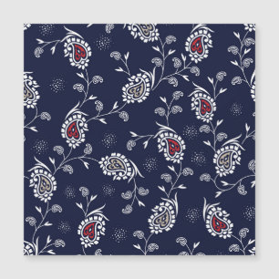 Carte Magnétique Navy Paisley : Design Motif élégant.