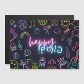 Carte Magnétique Neon Purim (Devant / Derrière)