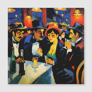 Carte Magnétique Night Café à Paris, 1900 : Peinture à l'huile