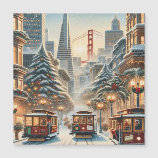 Carte Magnétique Noël à San Francisco - Golden Gate (Devant)