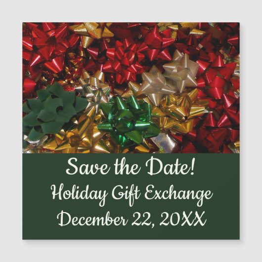 Carte Magnétique Noël Bows colorés Festive vacances (Devant)