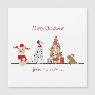 Carte Magnétique Noël de chiens et chats avec un arbre cadeau