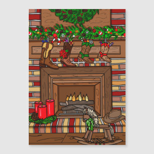 Carte Magnétique Noël du pays   Cowboy Boot Stockings