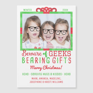 Carte Magnétique Noël Famille Photo Fêtes Geeks amusantes