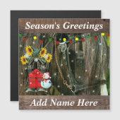 Carte Magnétique Noël occidental Frosty le bonhomme de neige et le (Devant / Derrière)