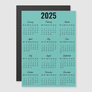 Carte Magnétique Noir moderne Blanc 2025 Calendrier Pleine Année Vu