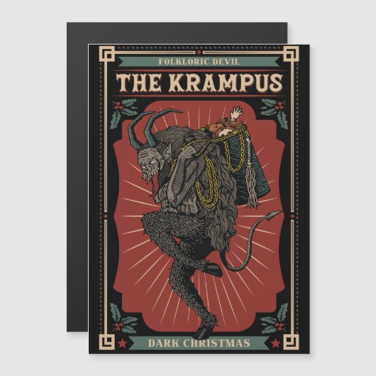 Carte Magnétique Noir noir Devil folklorique Krampus Sac de jouets (Devant / Derrière)