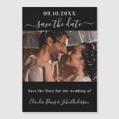 Carte Magnétique Noir script photo mariage enregistrer la date aima (Devant)